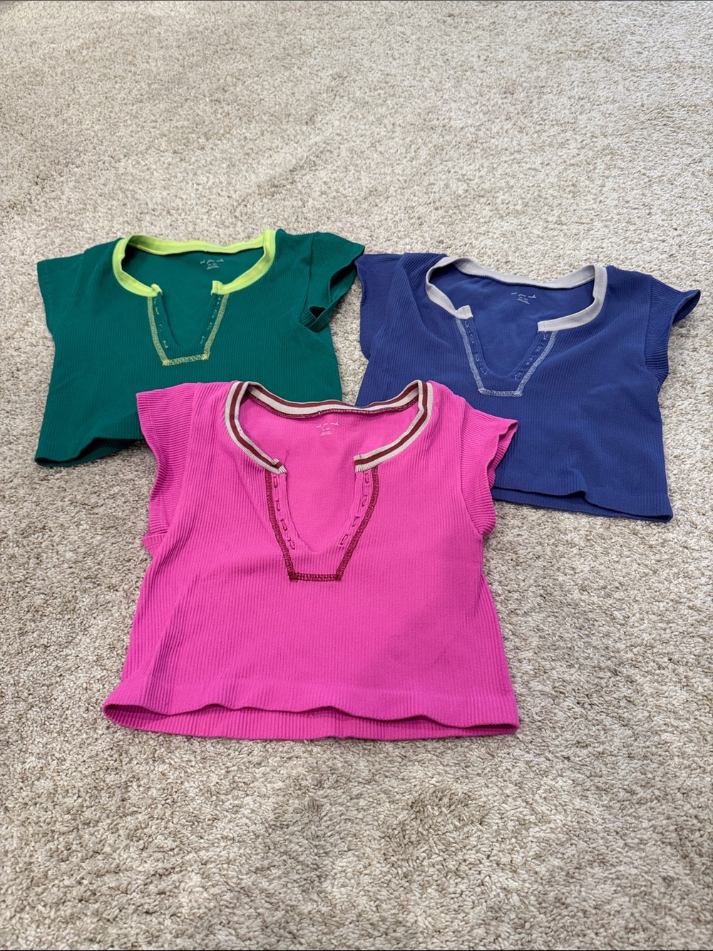 Urban outfitters M/L robbed cropped tops - pink, green, blue